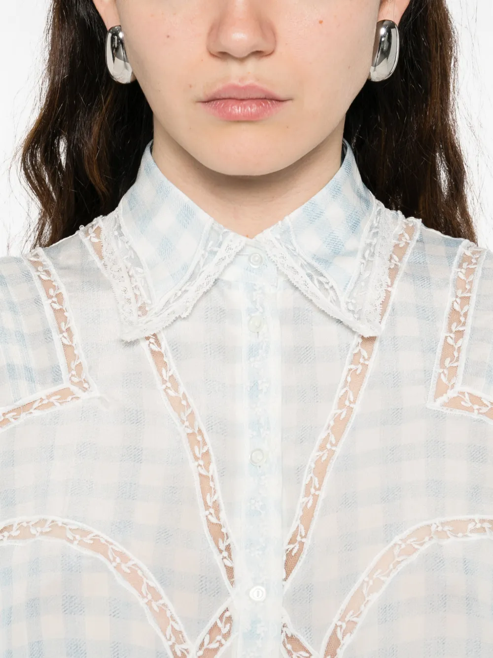 Ermanno Scervino Geruit blouse met kant Wit