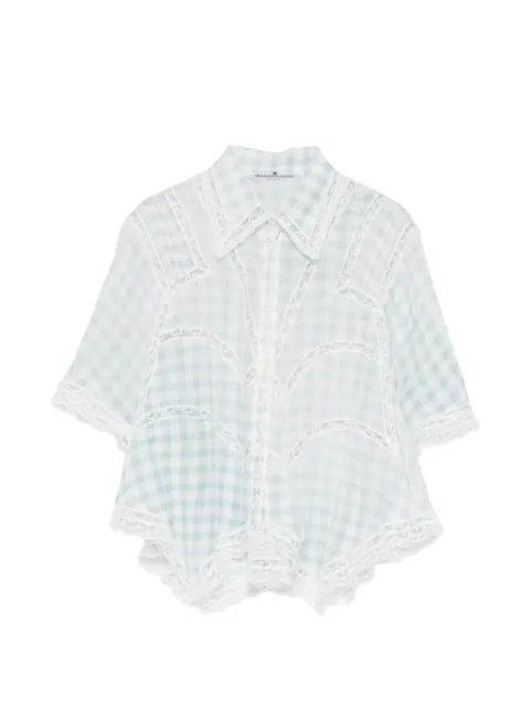 Ermanno Scervino chemise à carreaux bordée de dentelle