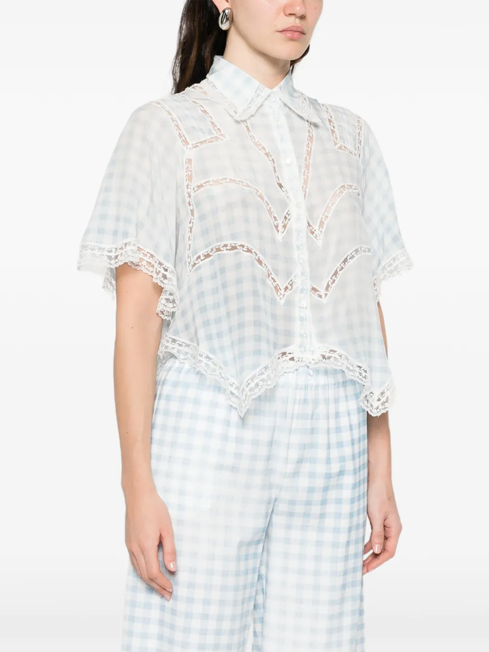 Ermanno Scervino Geruit blouse met kant Wit