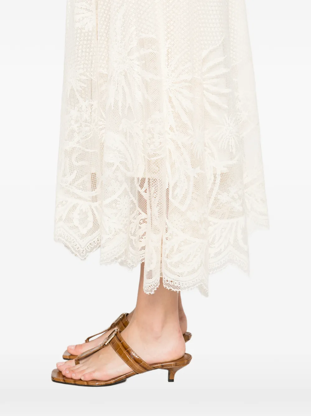 Fabiana Filippi Rok met geborduurde bloemen Beige