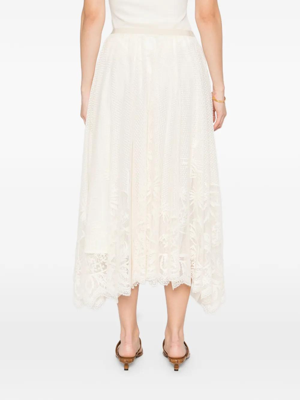 Fabiana Filippi Rok met geborduurde bloemen Beige