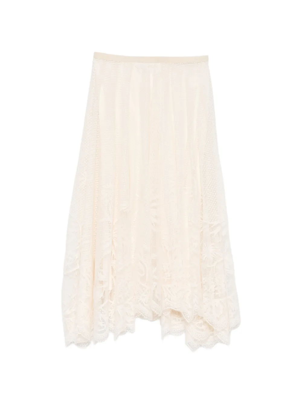 Fabiana Filippi lace asymmetric-hem midi skirt - Toni neutri