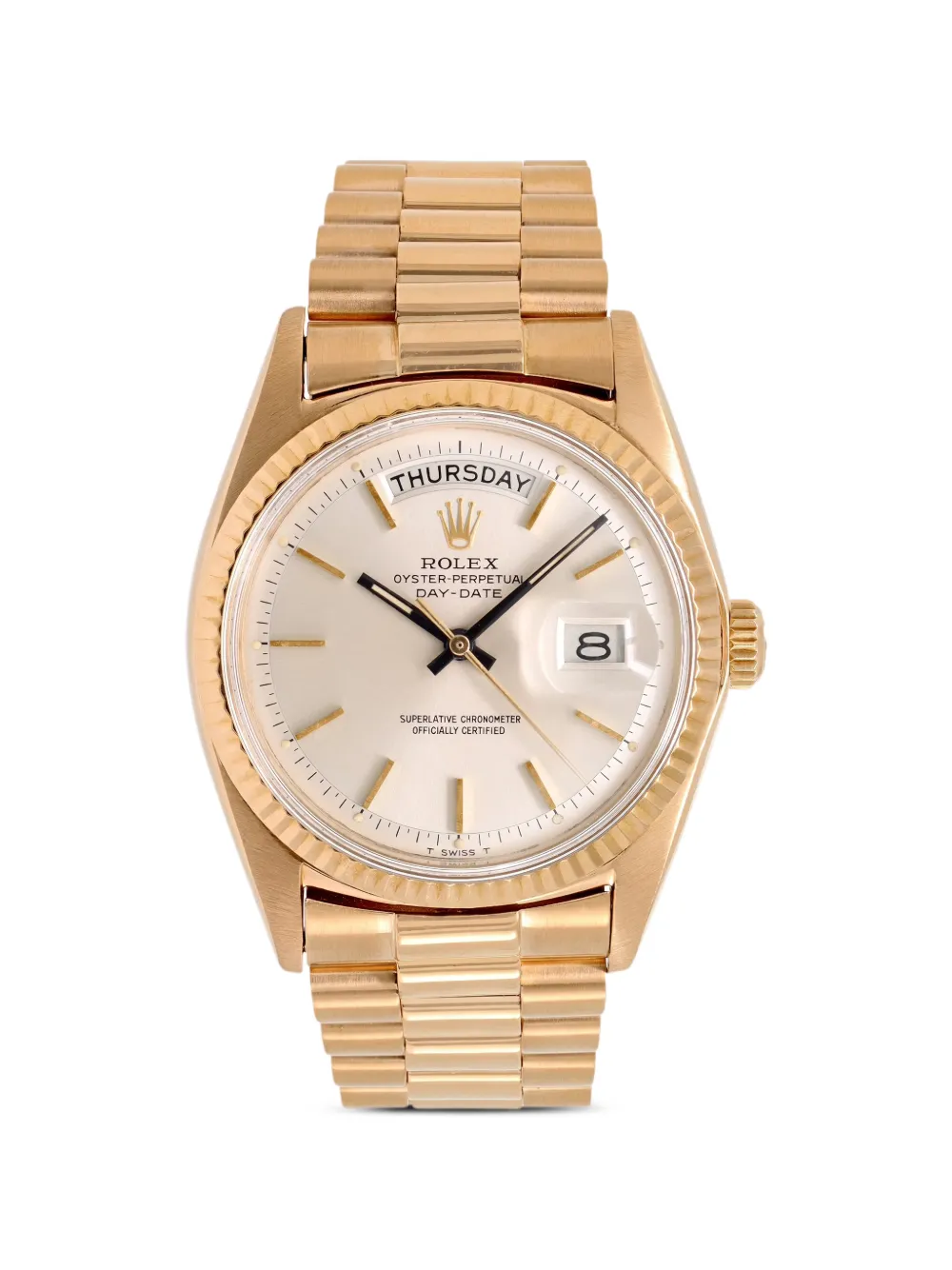 Rolex gold fluted Day-Date 36mm watch - Argento