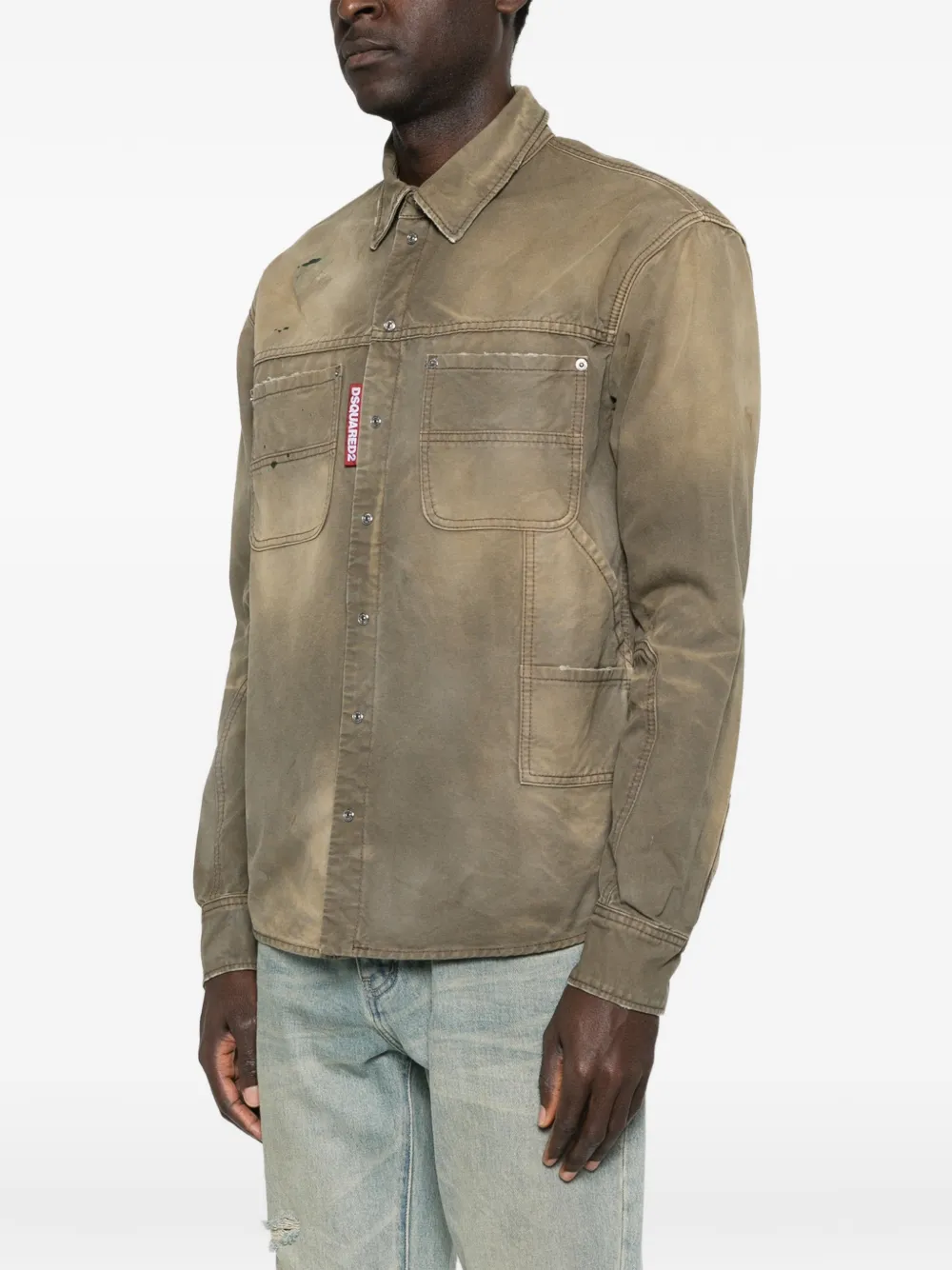 DSQUARED2 Geverfde timmermansblouse Groen