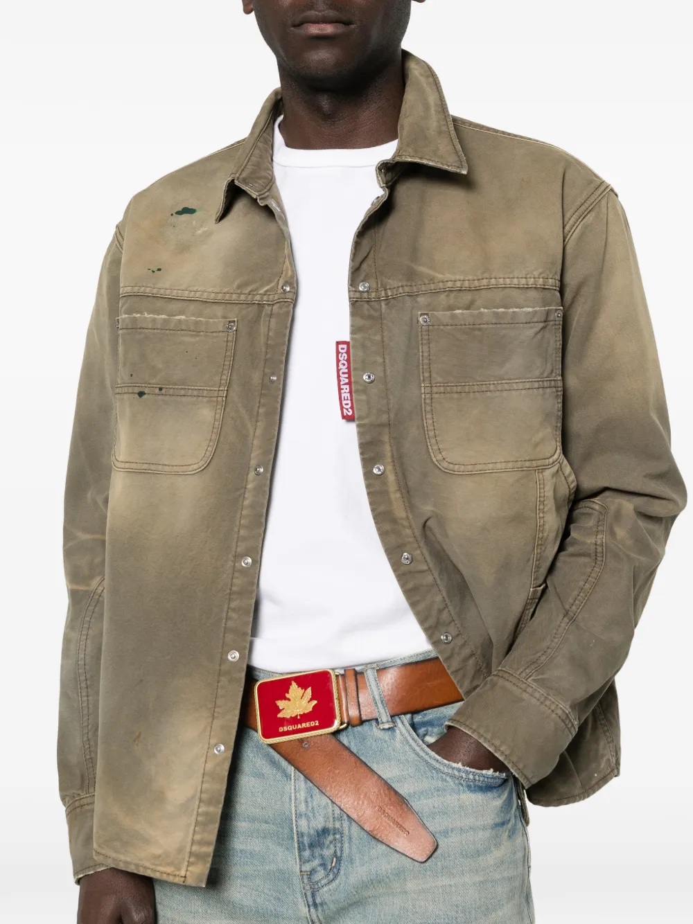 DSQUARED2 Geverfde timmermansblouse Groen