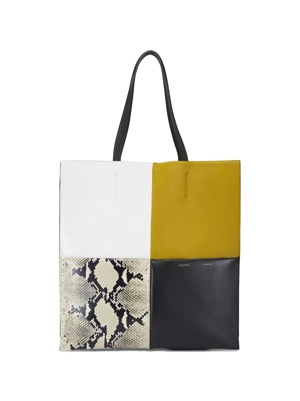 KHAITE Piper Fern colourblock snakeskin tote bag - Bianco