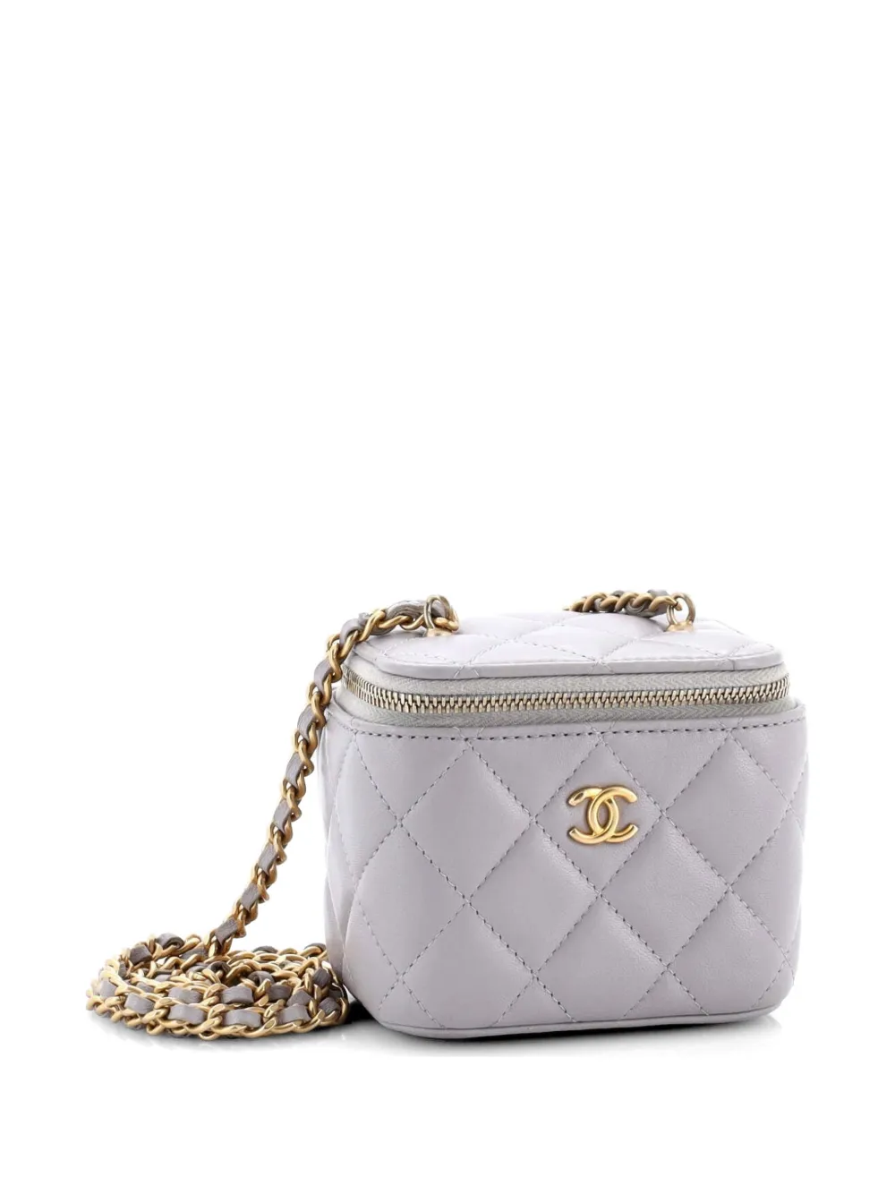 Pearl Crush Vanity Case With Chain Quilted Lambskin Mini Clutch Bag