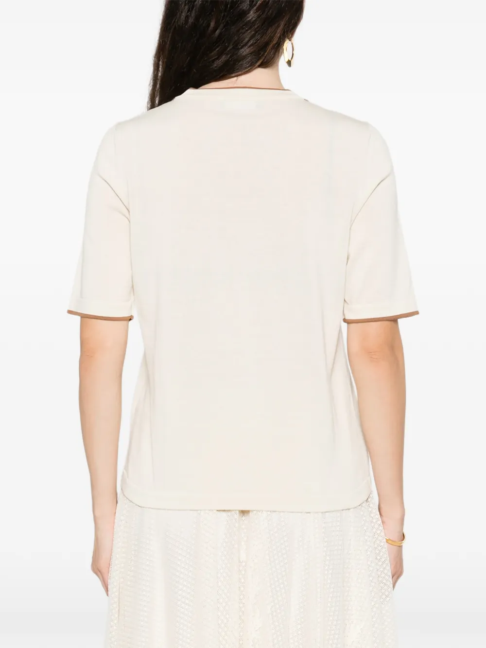 Fabiana Filippi T-shirt met contrast afwerking Beige