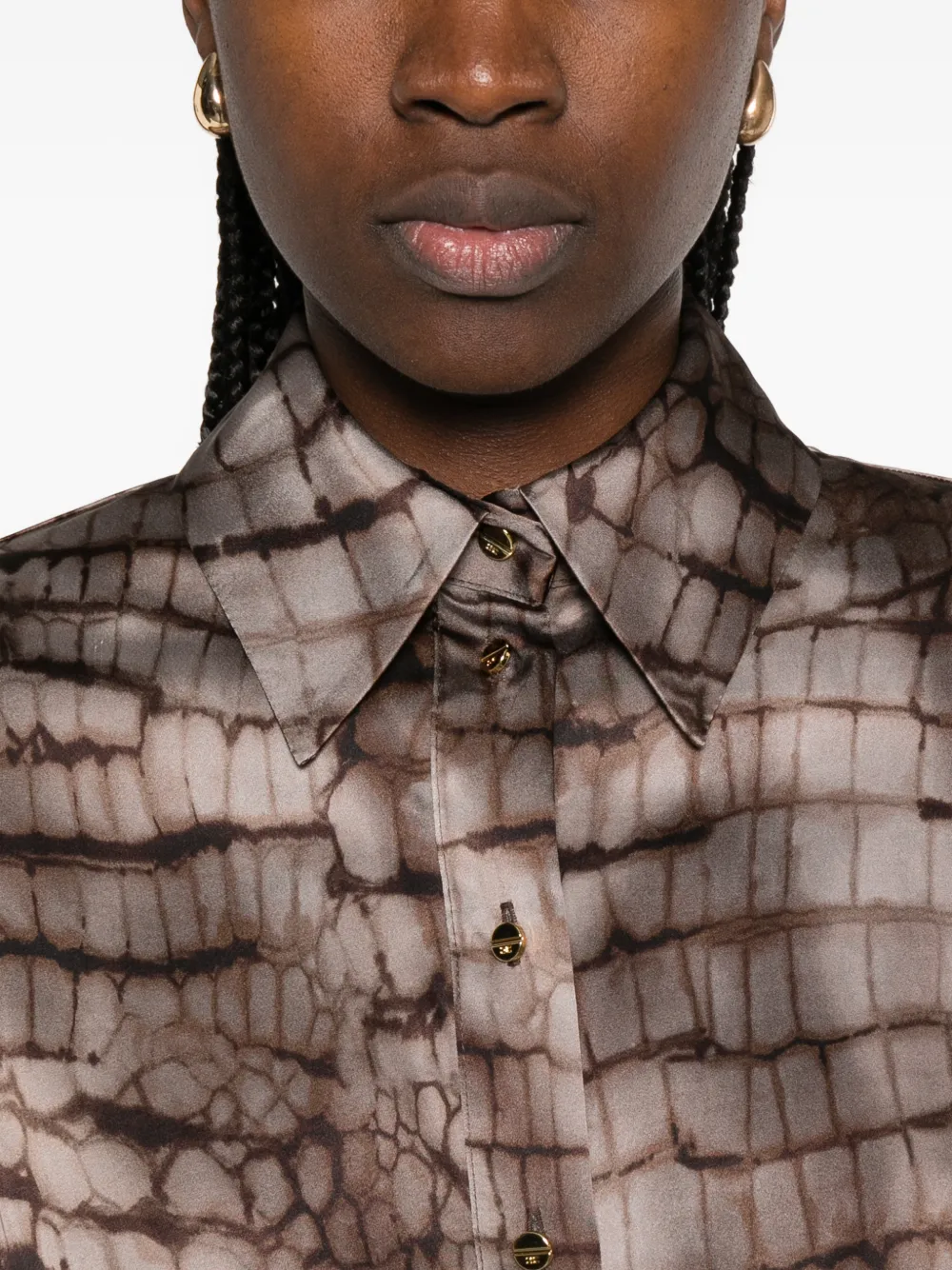 Elisabetta Franchi Midi-jurk met lange mouwen Bruin