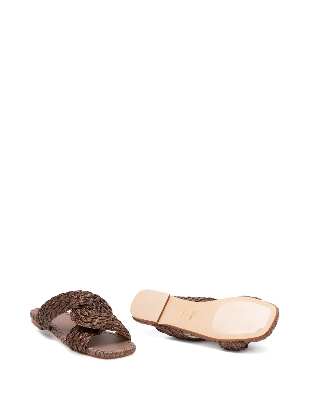 Castañer Padme 258 braided raffia flat sandals Bruin