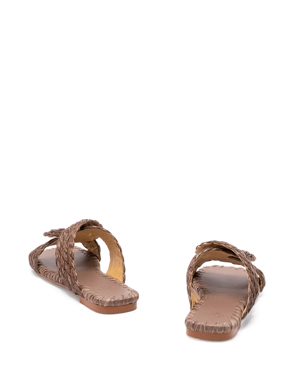  Castañer Padme/258 Braided Raffia Flat Sandals - Brown 