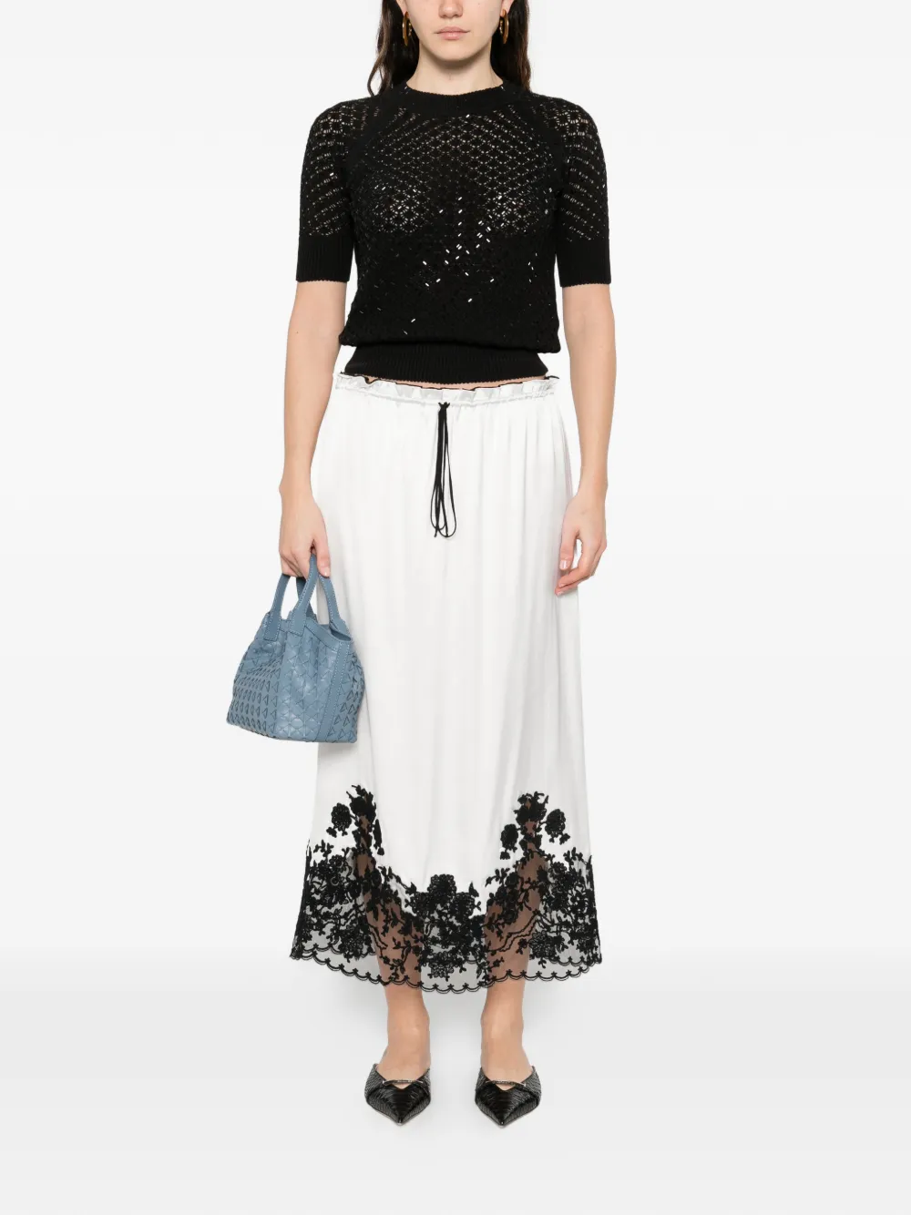 Embellished Short-Sleeve Knitted T-Shirt