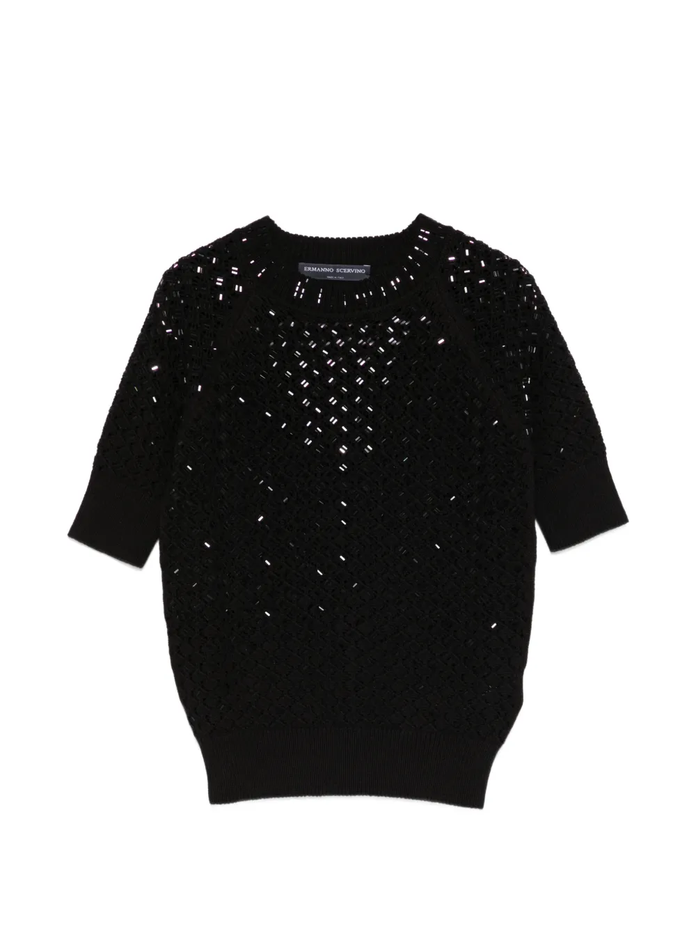 Ermanno Scervino embellished short-sleeve knitted T-shirt - Nero