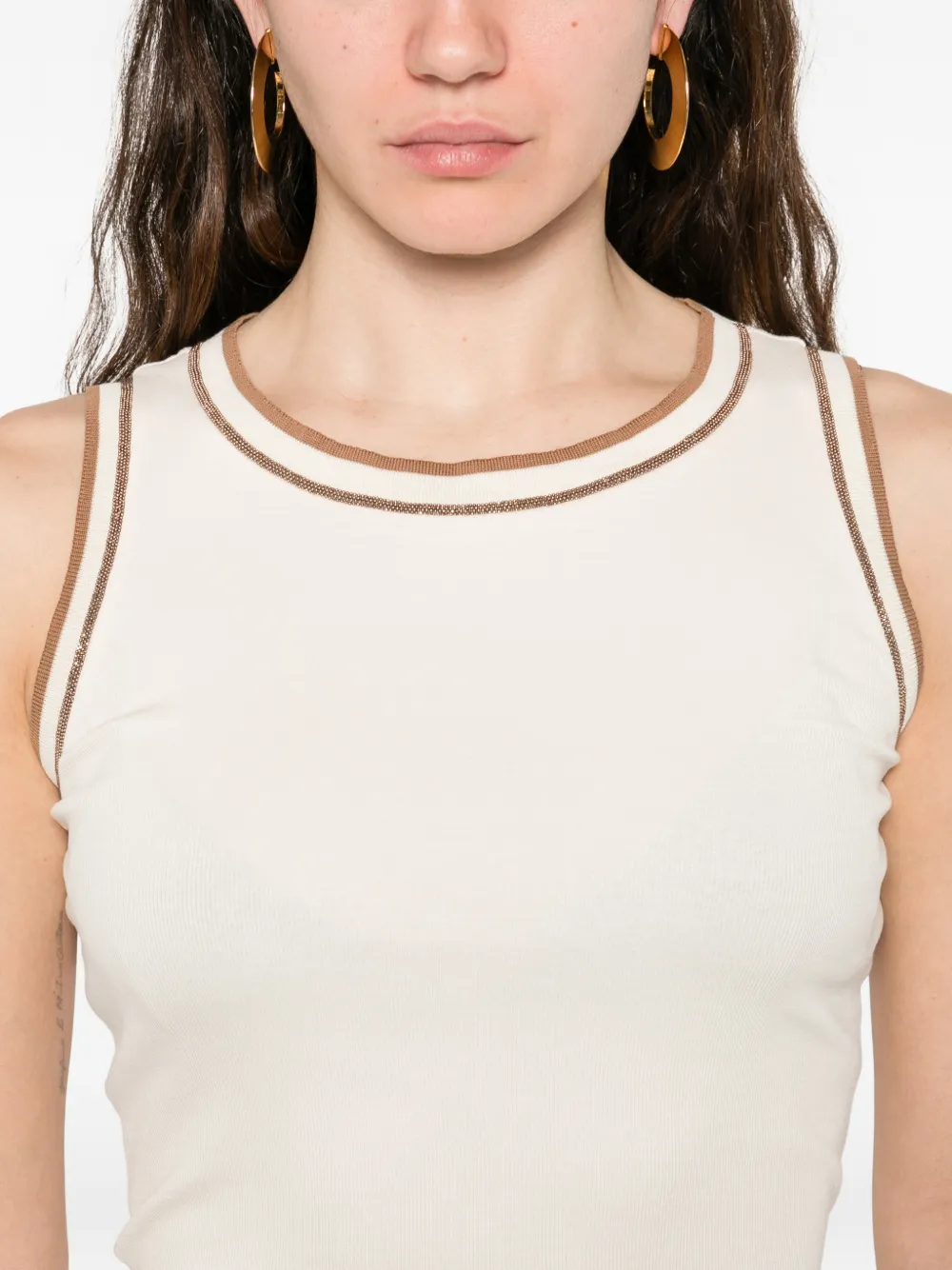 Fabiana Filippi Mouwloze tanktop met contrasterende afwerking Beige