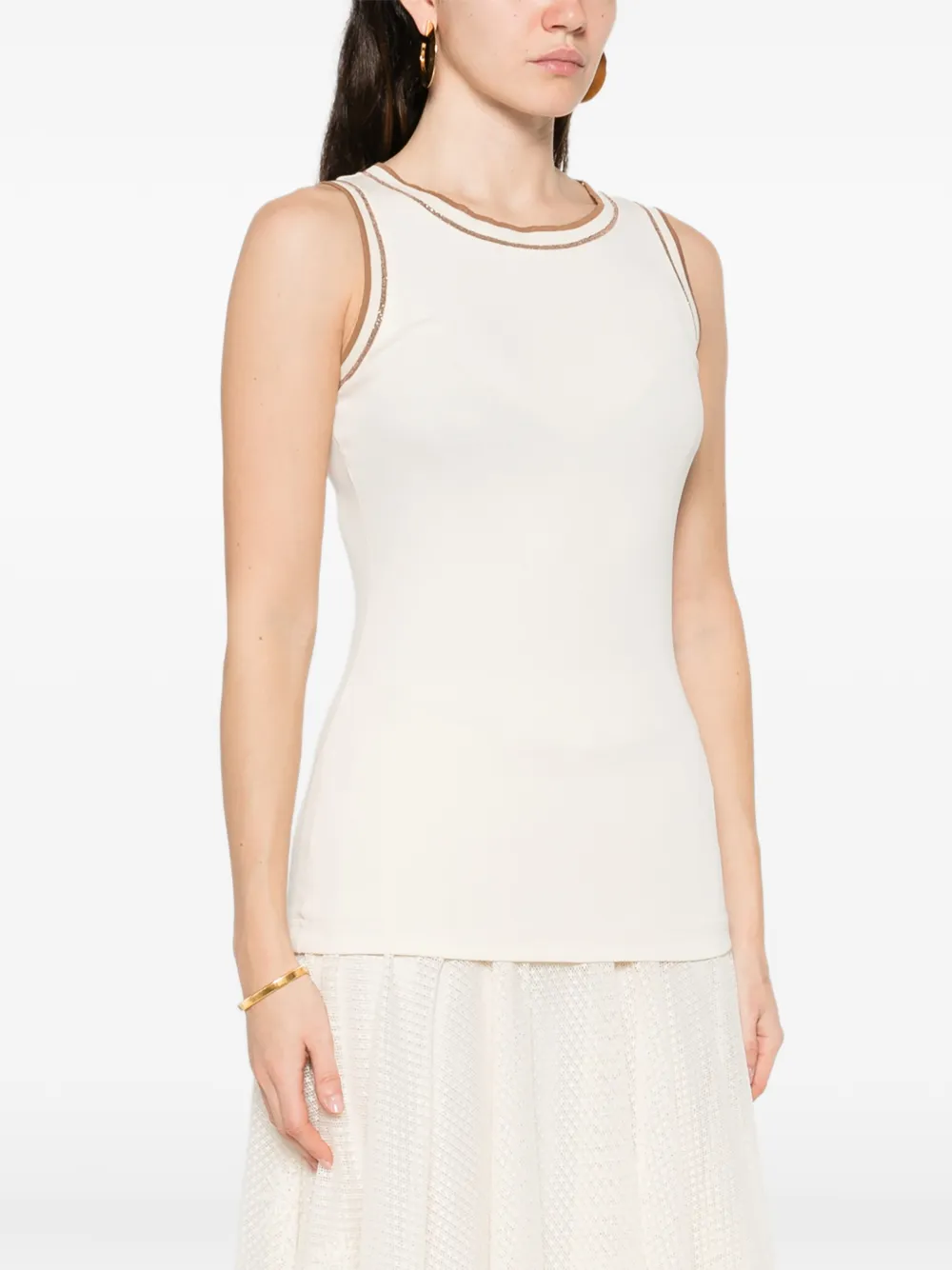 Fabiana Filippi Mouwloze tanktop met contrasterende afwerking Beige