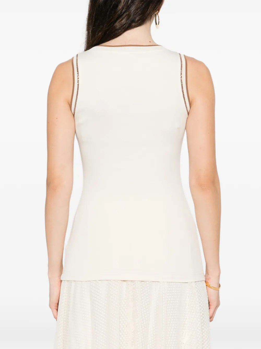 Fabiana Filippi Mouwloze tanktop met contrasterende afwerking Beige