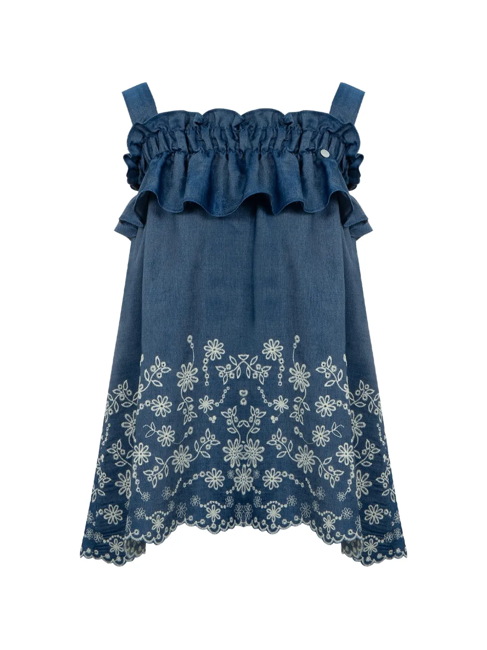 Lapin House Abito con ricamo a fiori - Blu