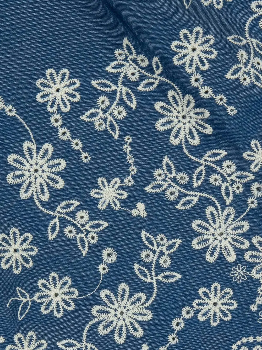 Ruffled-Detail Floral-Embroidery Dress