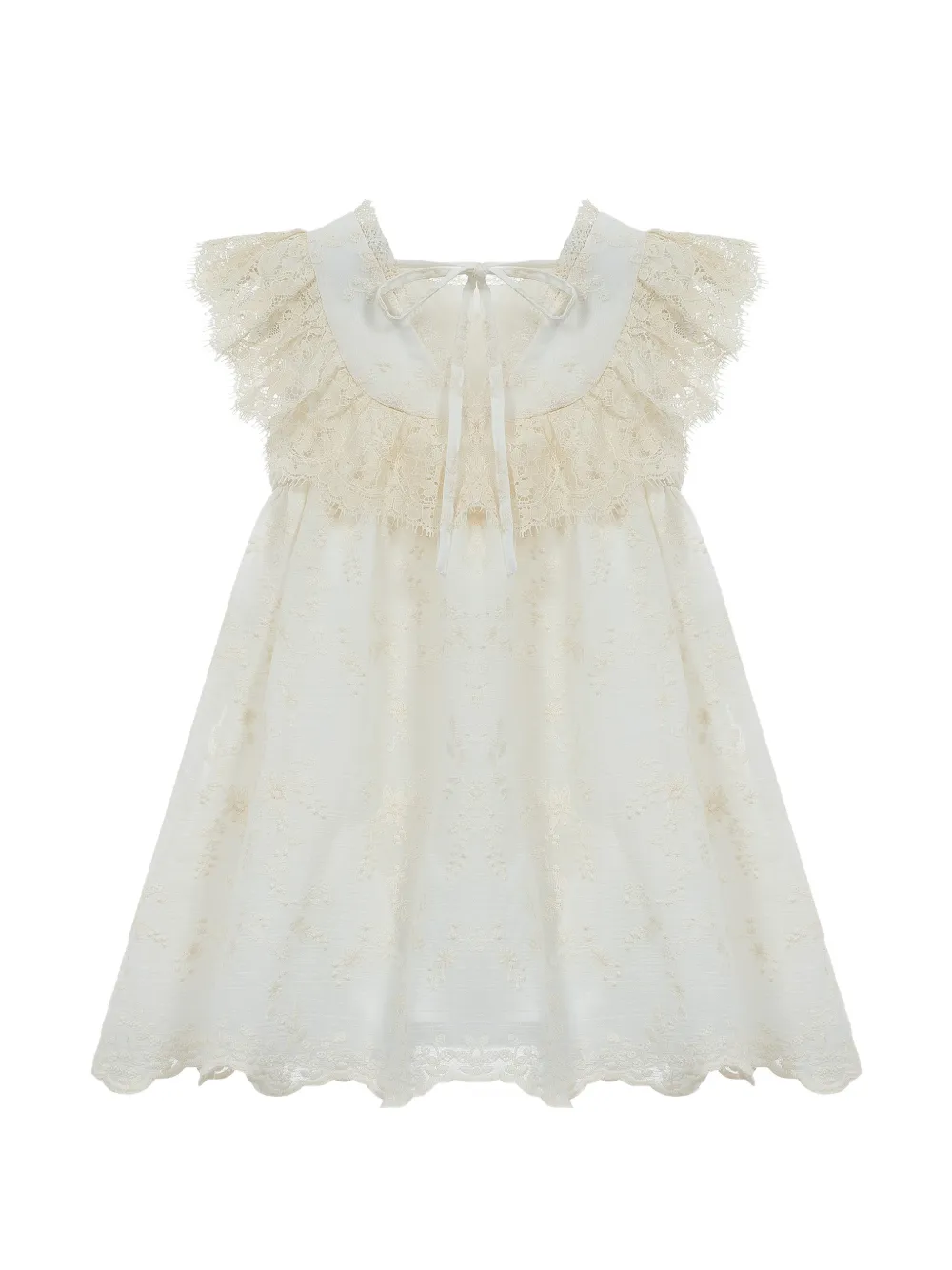 Lapin House Jurk met kanten kraag Wit