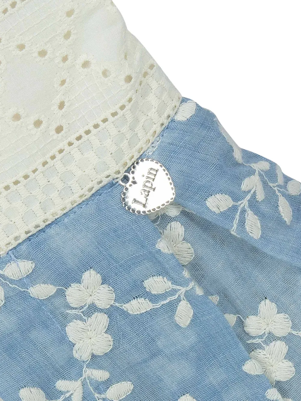 Lapin House Broderie anglaise jurk met geborduurde bloemen Blauw