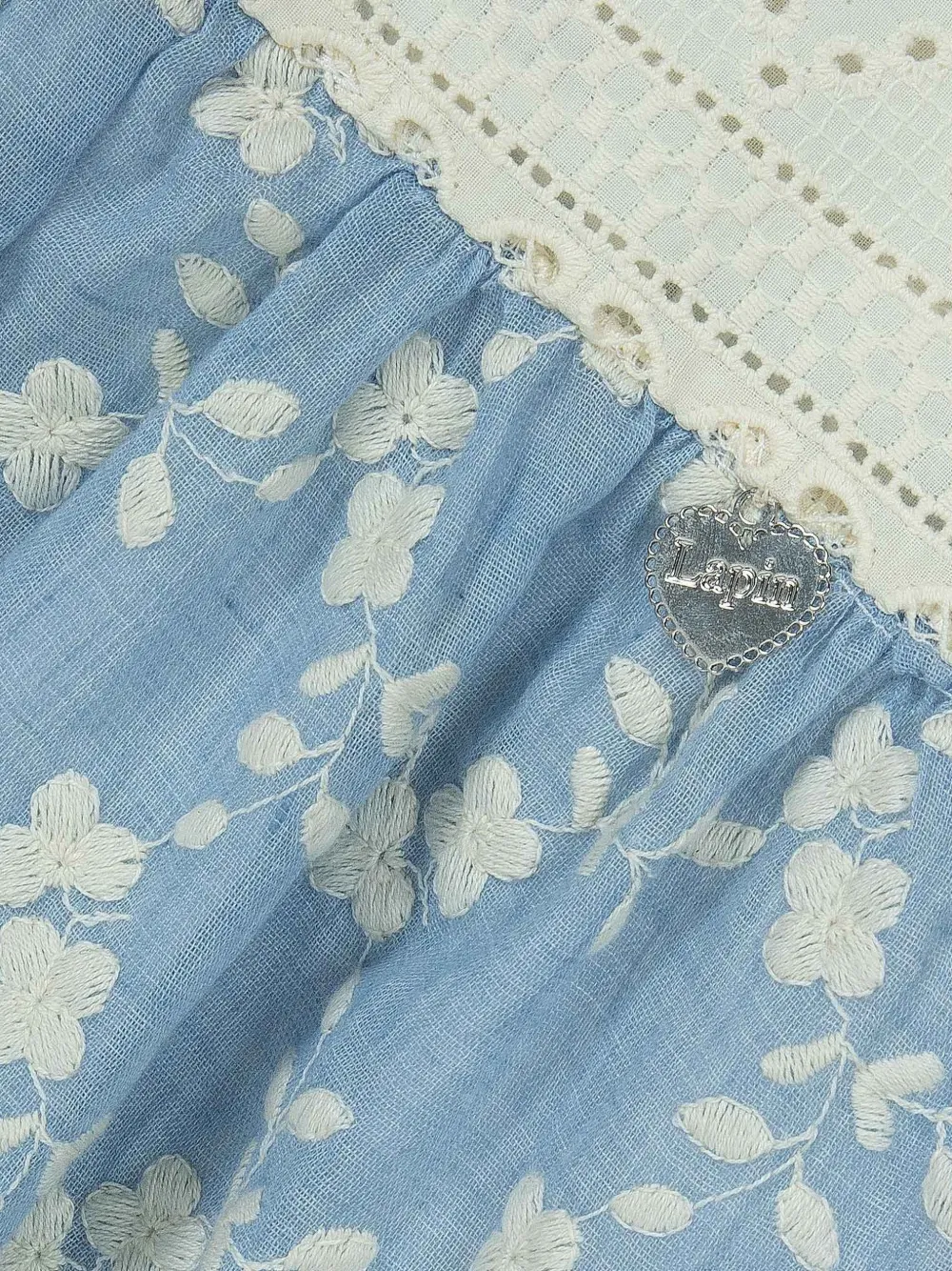 Lapin House Jurk met geborduurde bloemen Blauw