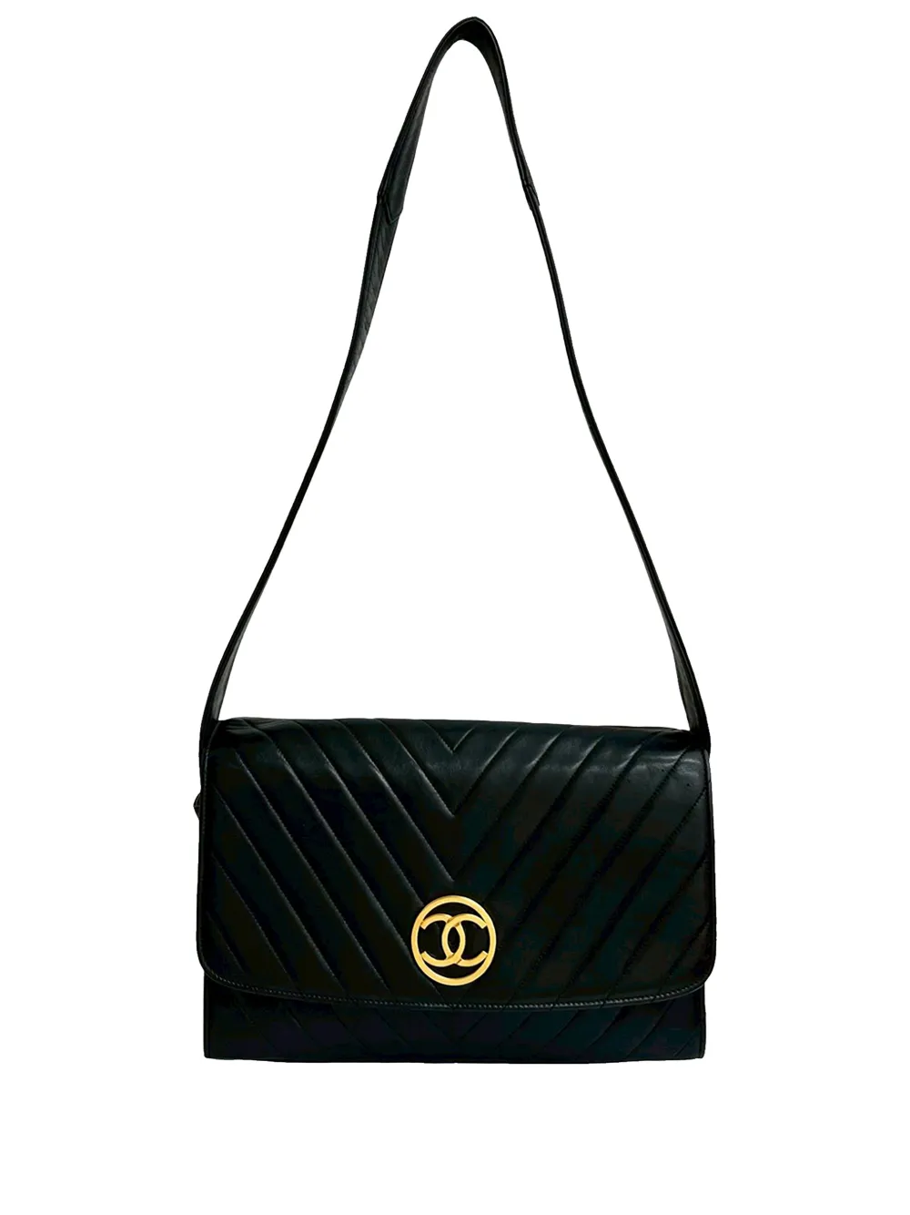 CHANEL Pre-Owned 1991-1994 CC Chevron Lambskin Flap crossbody bag - Nero