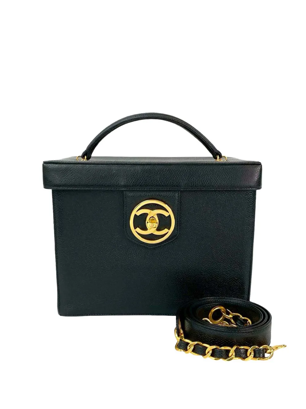 CHANEL Pre-Owned 1994-1996 Caviar CC Turnlock Vanity Bag satchel - Nero