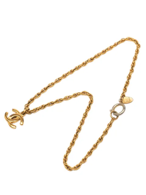CHANEL Pre-Owned 1970-1980 vergoldete Halskette mit CC-Anhänger