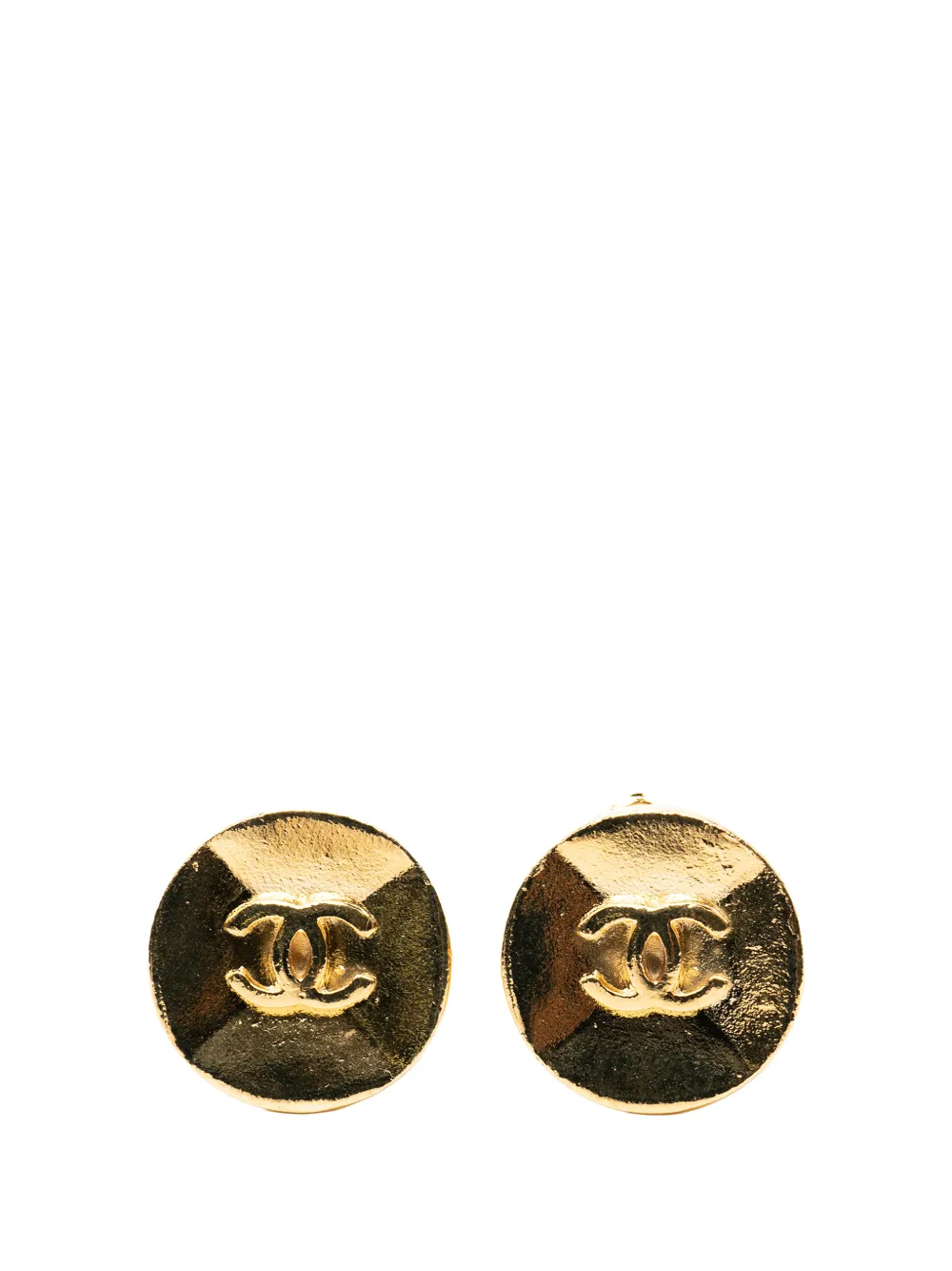 CHANEL Pre-Owned 1993 CC Gold Plated Button Clip on Earrings costume earrings - Oro