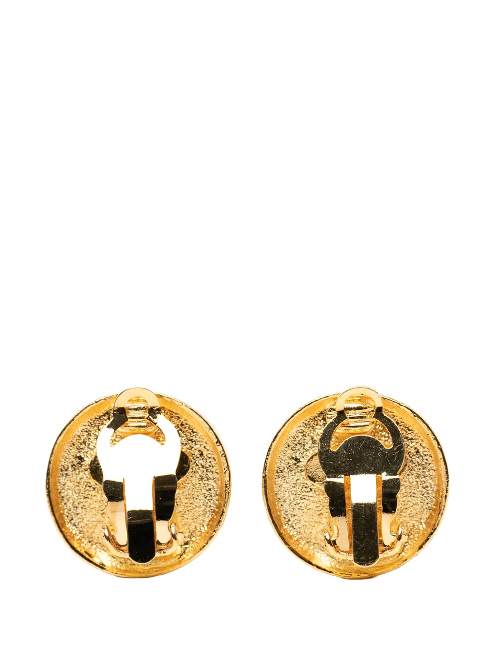  Chanel Pre-owned 1993 Cc Gold Plated Button Clip On Earrings Costume Earrings 