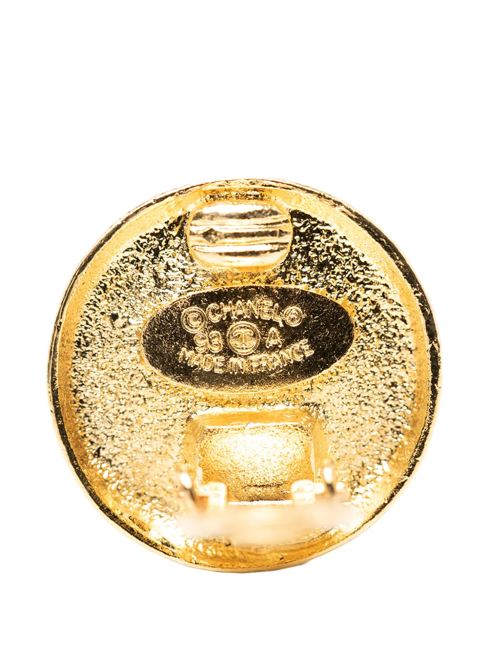  Chanel Pre-owned 1993 Cc Gold Plated Button Clip On Earrings Costume Earrings 