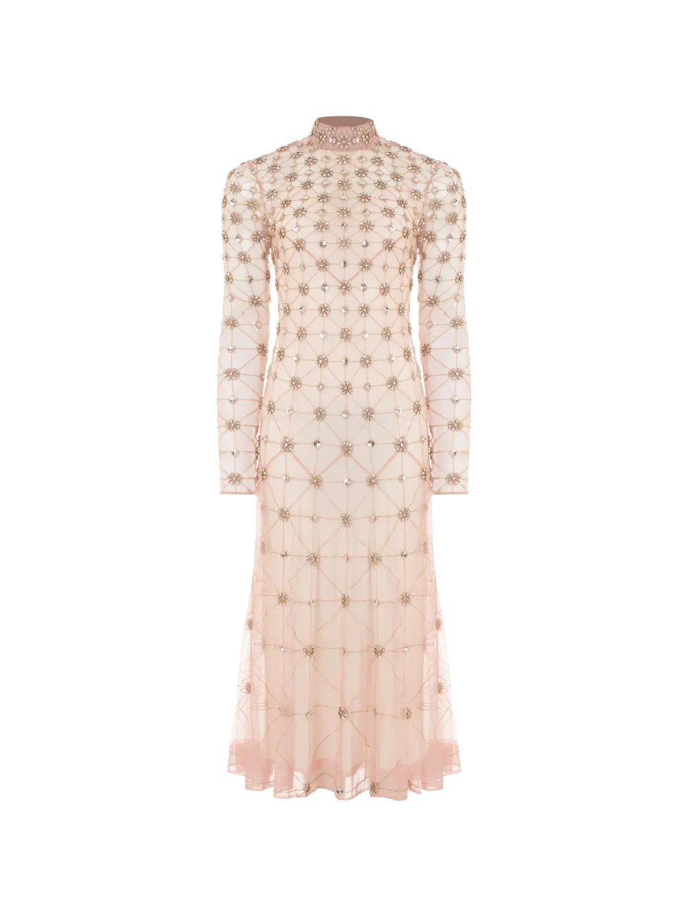 Temperley London lattice-pattern crystal-embellished midi dress - Rosa