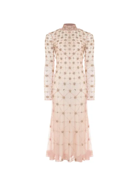 Temperley London lattice-pattern crystal-embellished midi dress