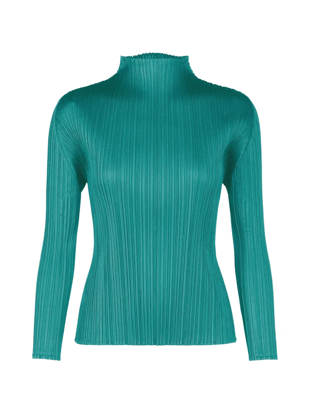 Pleats Please Issey Miyake long-sleeve mock-neck top - Verde