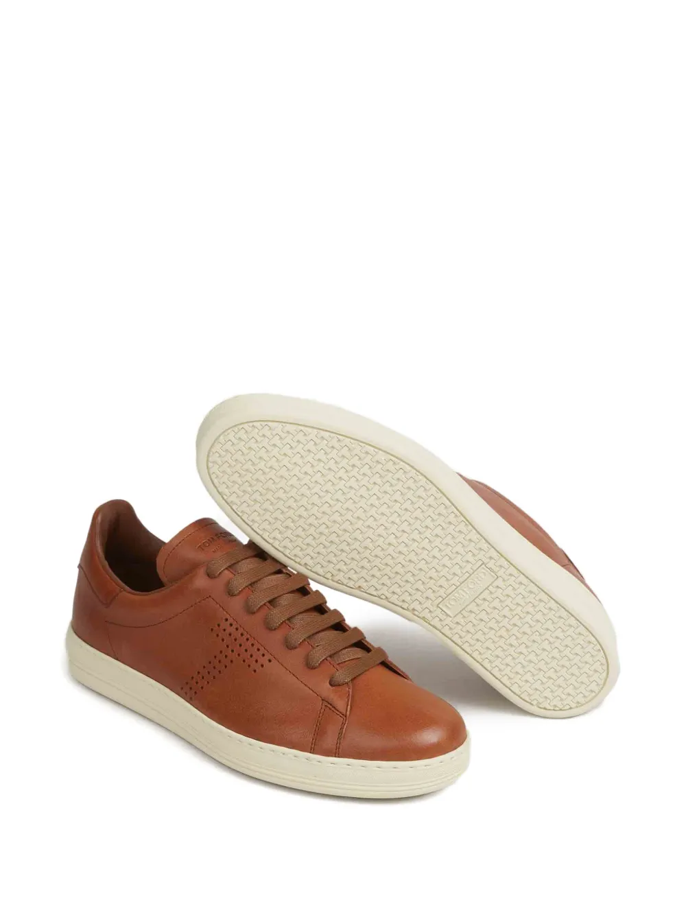 TOM FORD Sneakers met geperforeerd logo Bruin