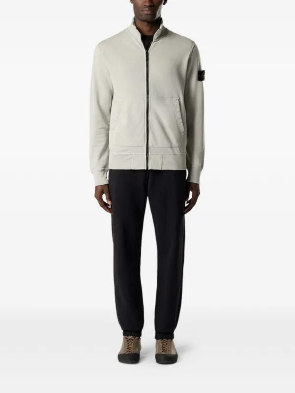 Stone Island モックネック ジップスウェットシャツ | グレー Stone Island モックネック ジップスウェットシャツ | グレー