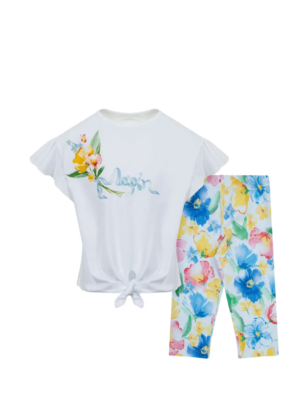 Lapin House Set leggings a fiori - Bianco