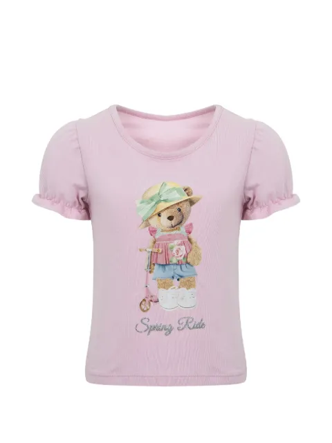 Lapin House ruffle-sleeve graphic T-shirt