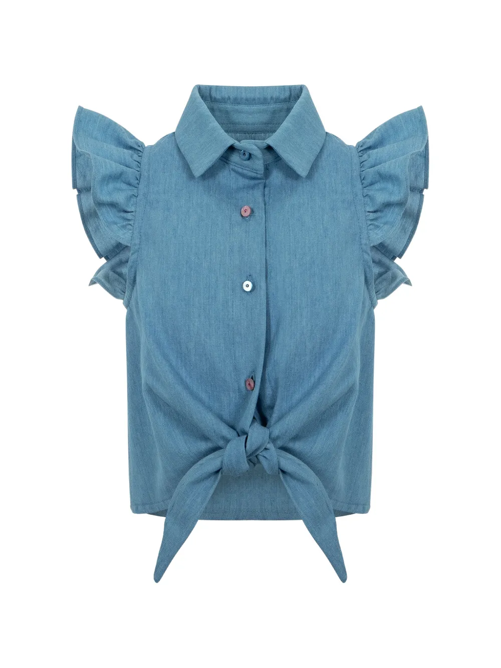 Lapin House ruffled tie shirt - Blu