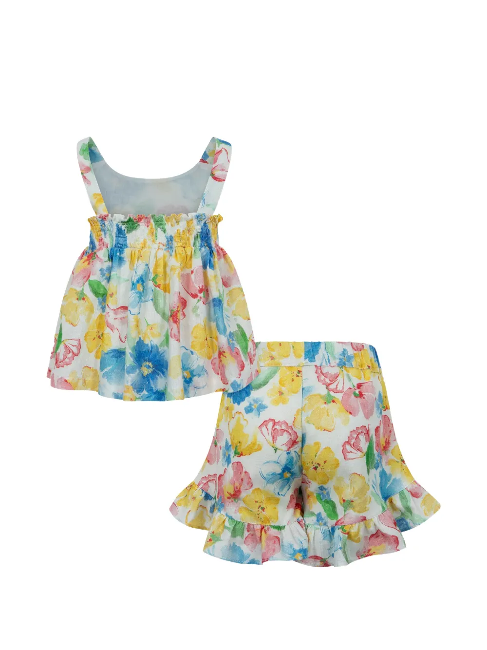  Lapin House Floral Ruffle Shorts Set - White 