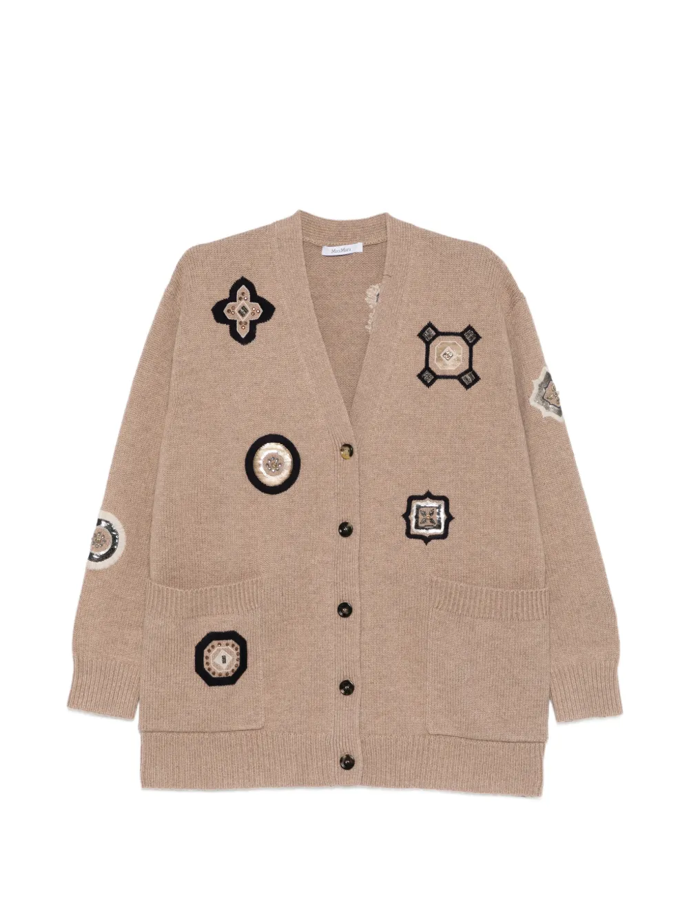 Max Mara Gioire appliquéd pocket cardigan - Toni neutri