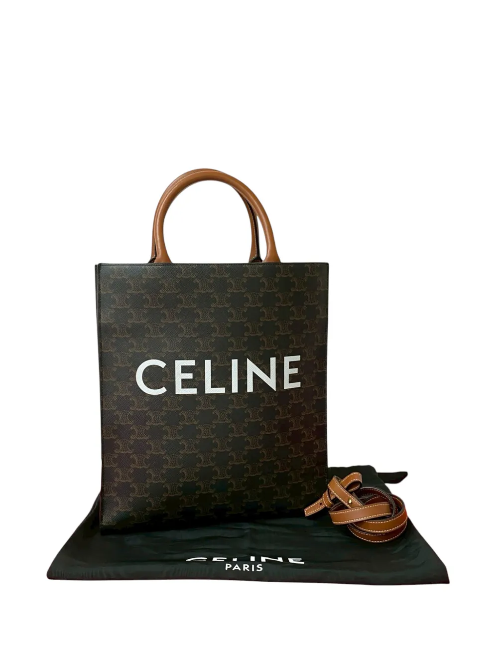 2021 Small Triomphe Coated Canvas Vertical Cabas Tote Satchel