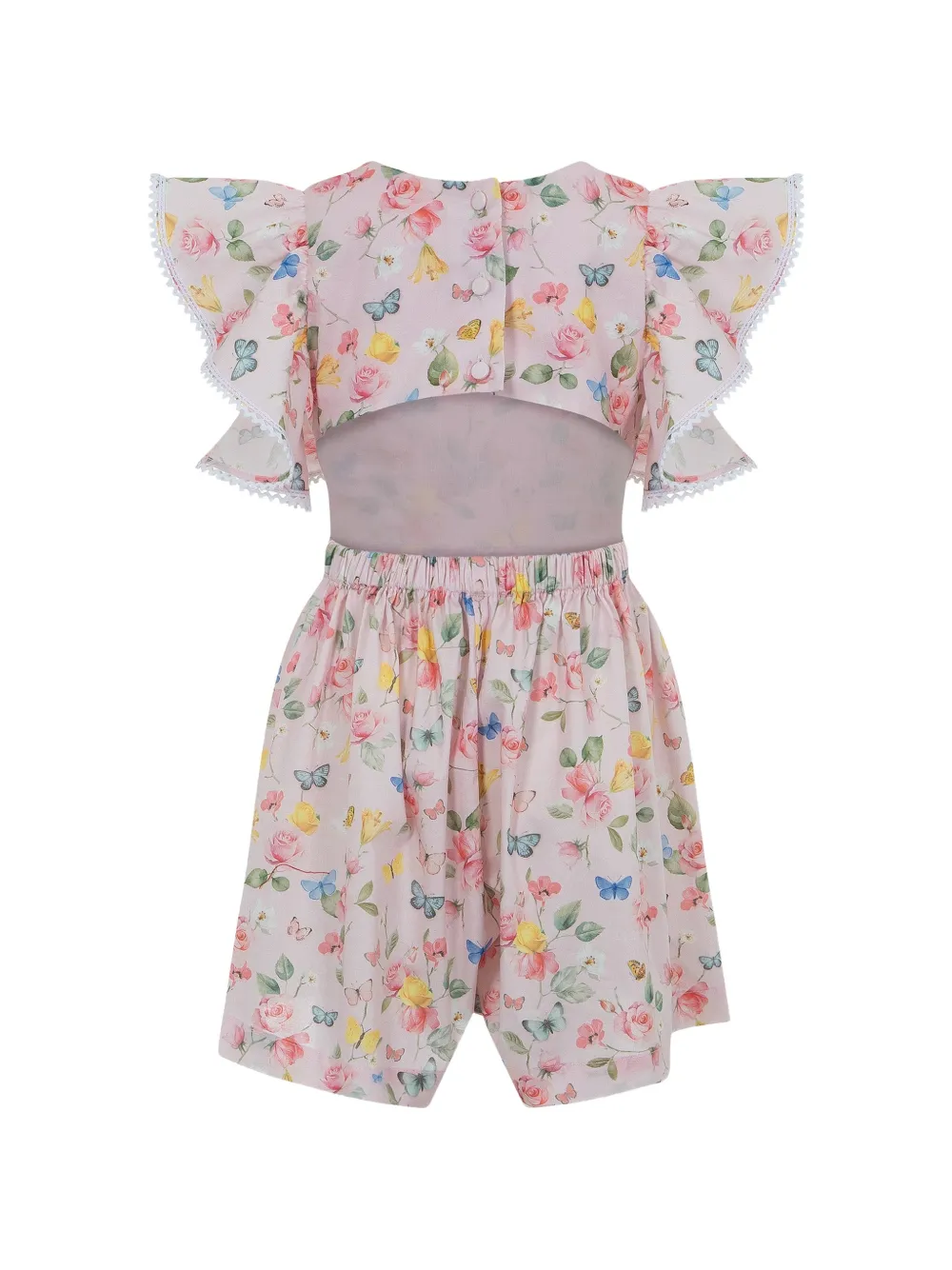 Ruffled-Trim Floral-Print Playsuit