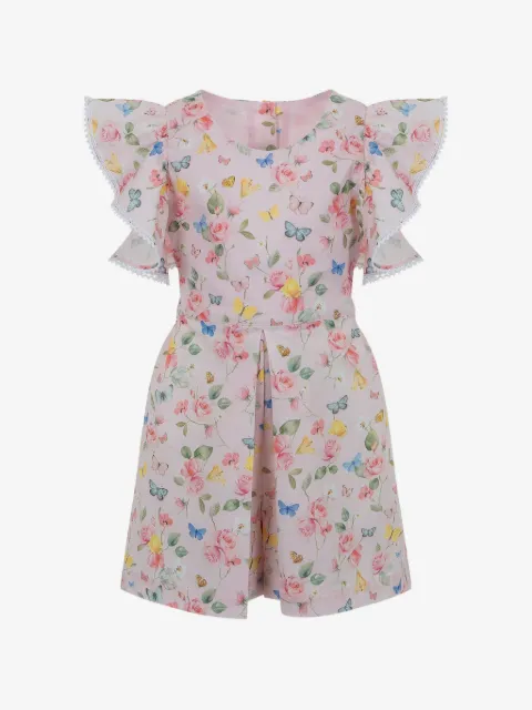 Lapin House ruffled-trim floral-print playsuit