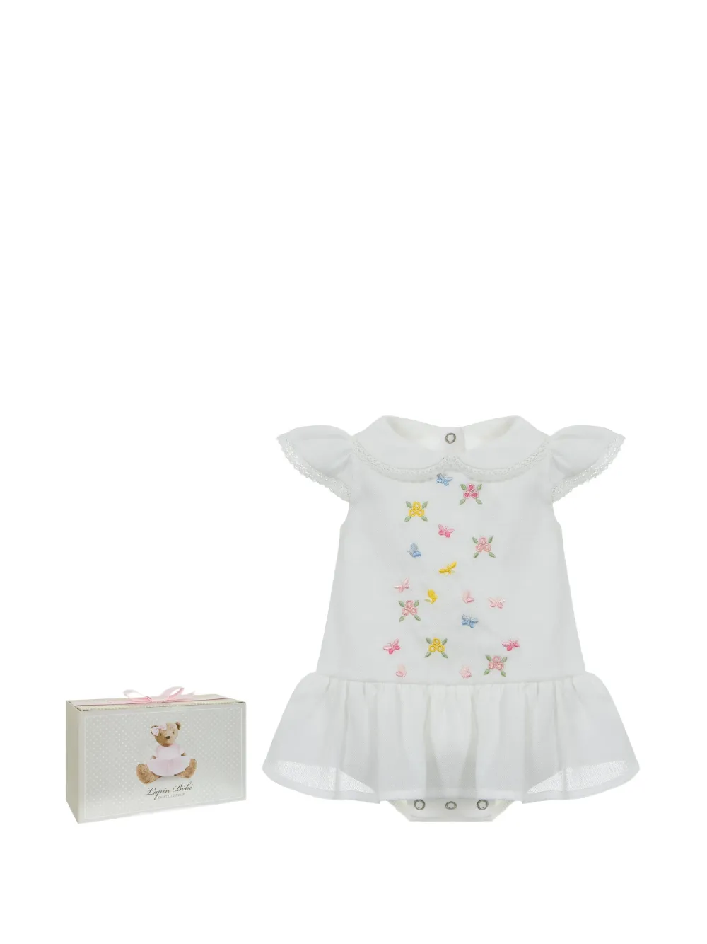 Lapin House Jurk met geborduurde bloemen Wit