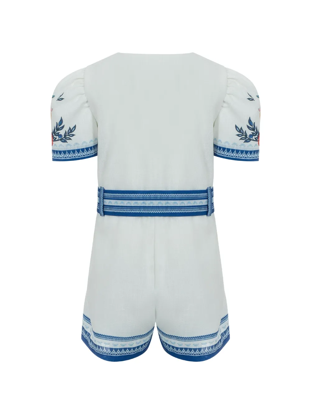 Lapin House Playsuit met bloemenprint en ceintuur Wit