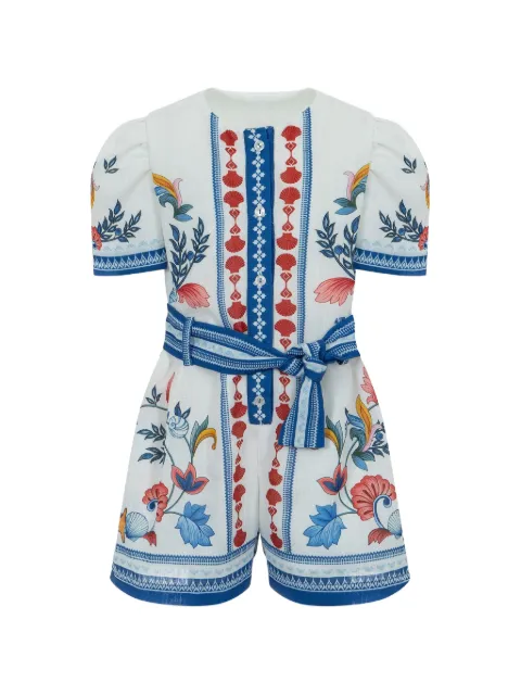 Lapin House floral-print belted playsuit