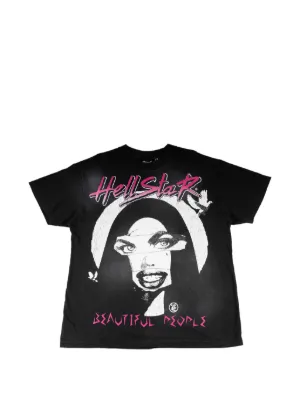 HELLSTAR ラインストーンロゴ Tシャツ | ブラック | FARFETCH JP