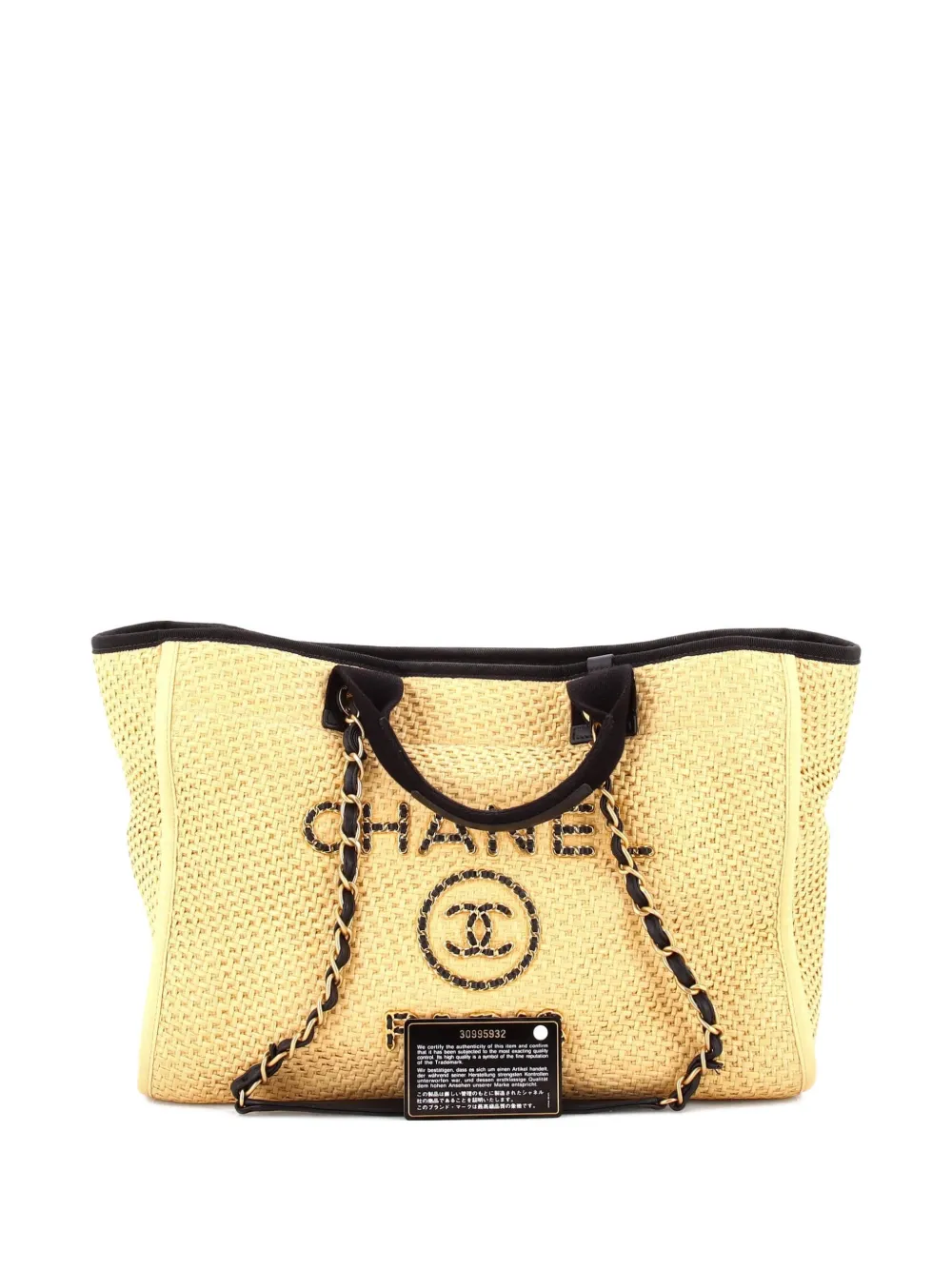 CHANEL Pre-Owned Deauville Straw with Chain Detail Medium tote bag - Toni neutri