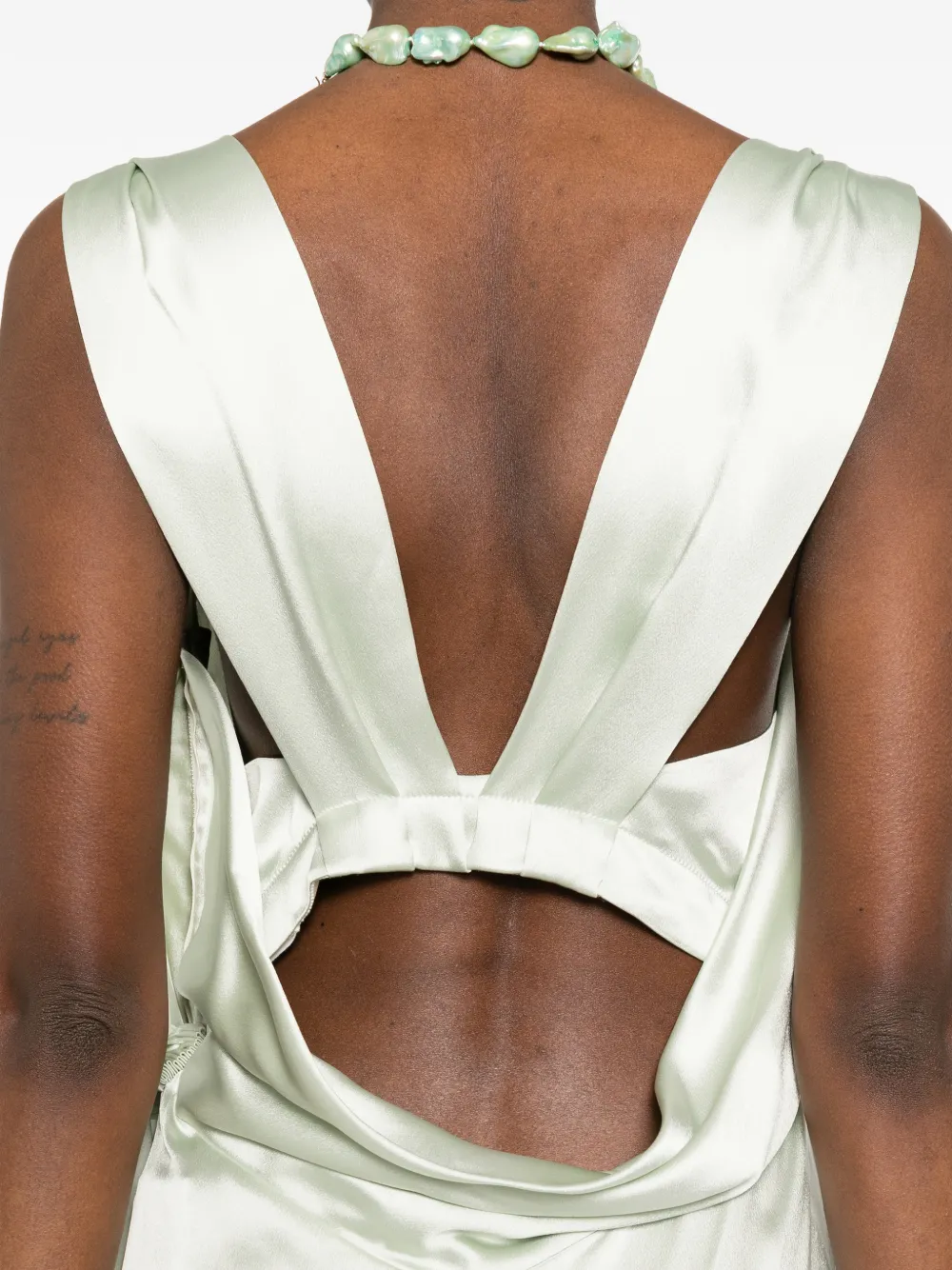 Maison Margiela Gedrapeerde satijnen maxi-jurk Groen